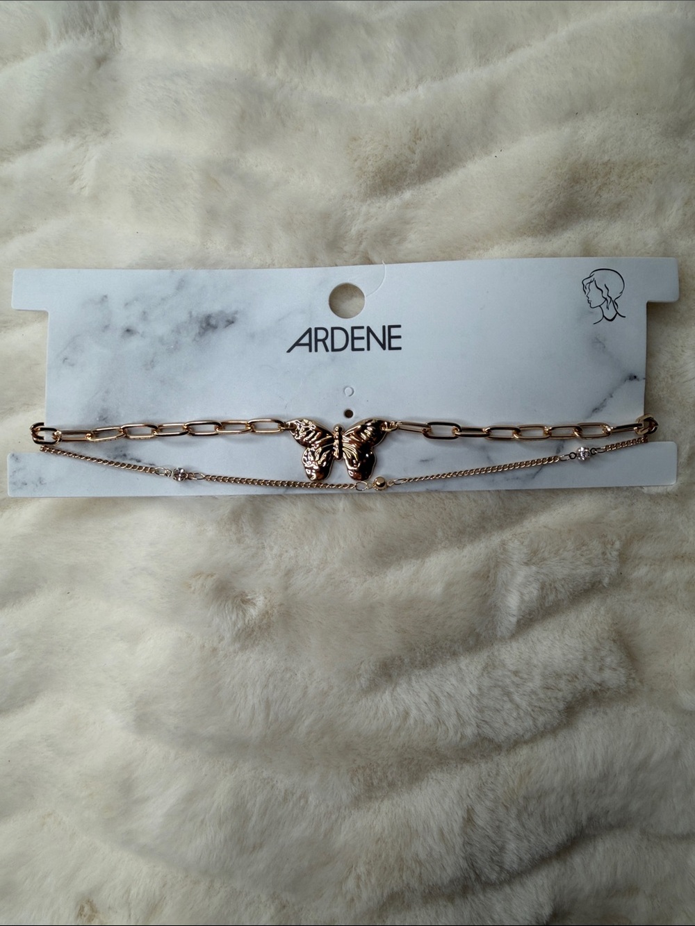 Ardene Rose Gold Butterfly Double-Layer Necklace